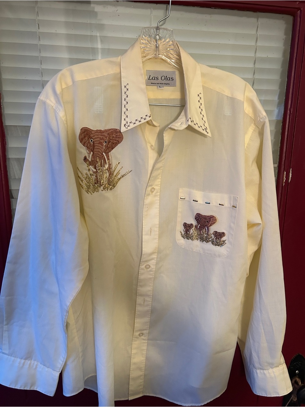 embroidered elephant button down shirt